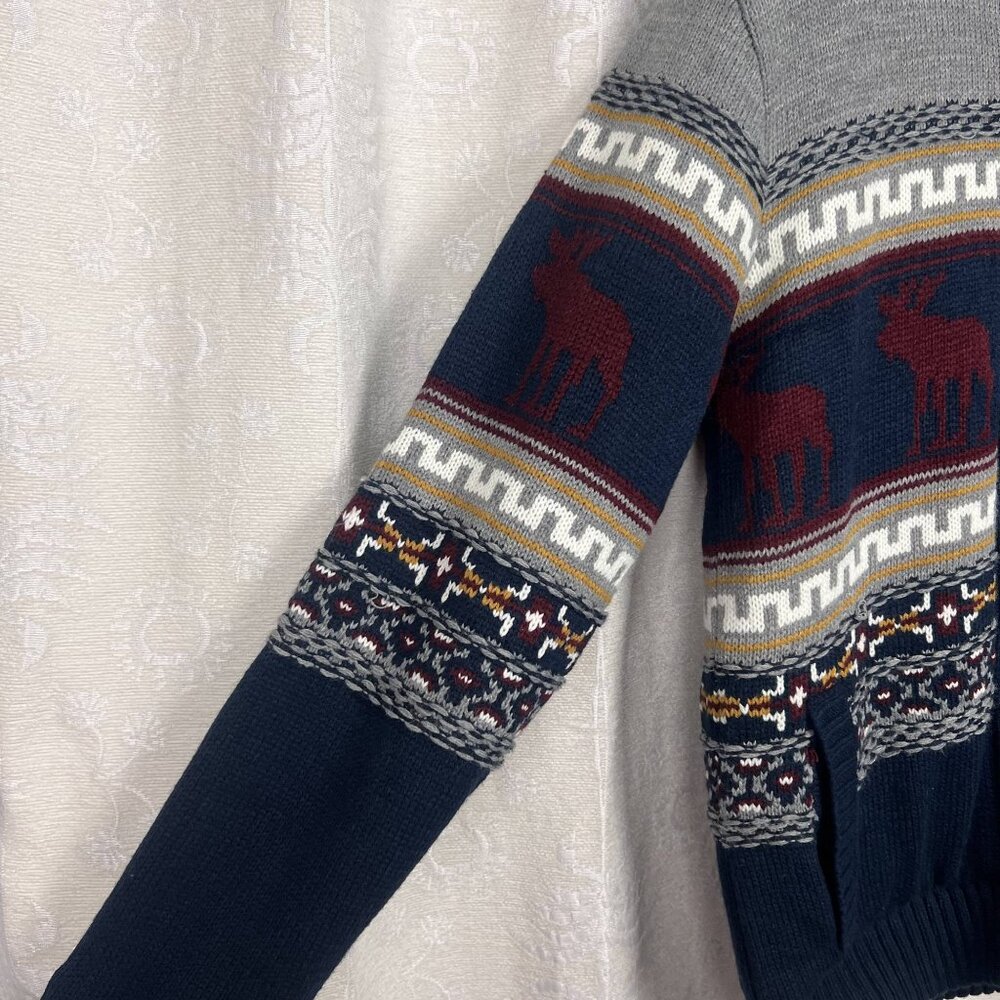 Alpine moose sweater full zip jacket sherpa lined hooded Buffalo David Bitton XL - Picture 3 of 11